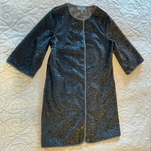HILTON HOLLIS Black Textured Velvet Mid Length Coat women’s Size 8
